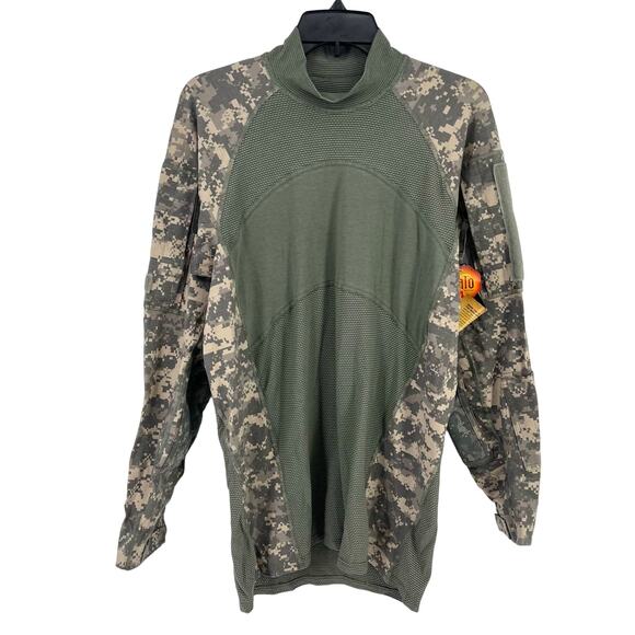 Massif Halo Flame Resistant Army Combat Shirt Mens Size Large Green Camo